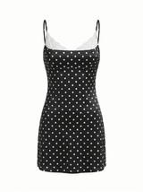 Black Polka Dot Silk Slip Dress