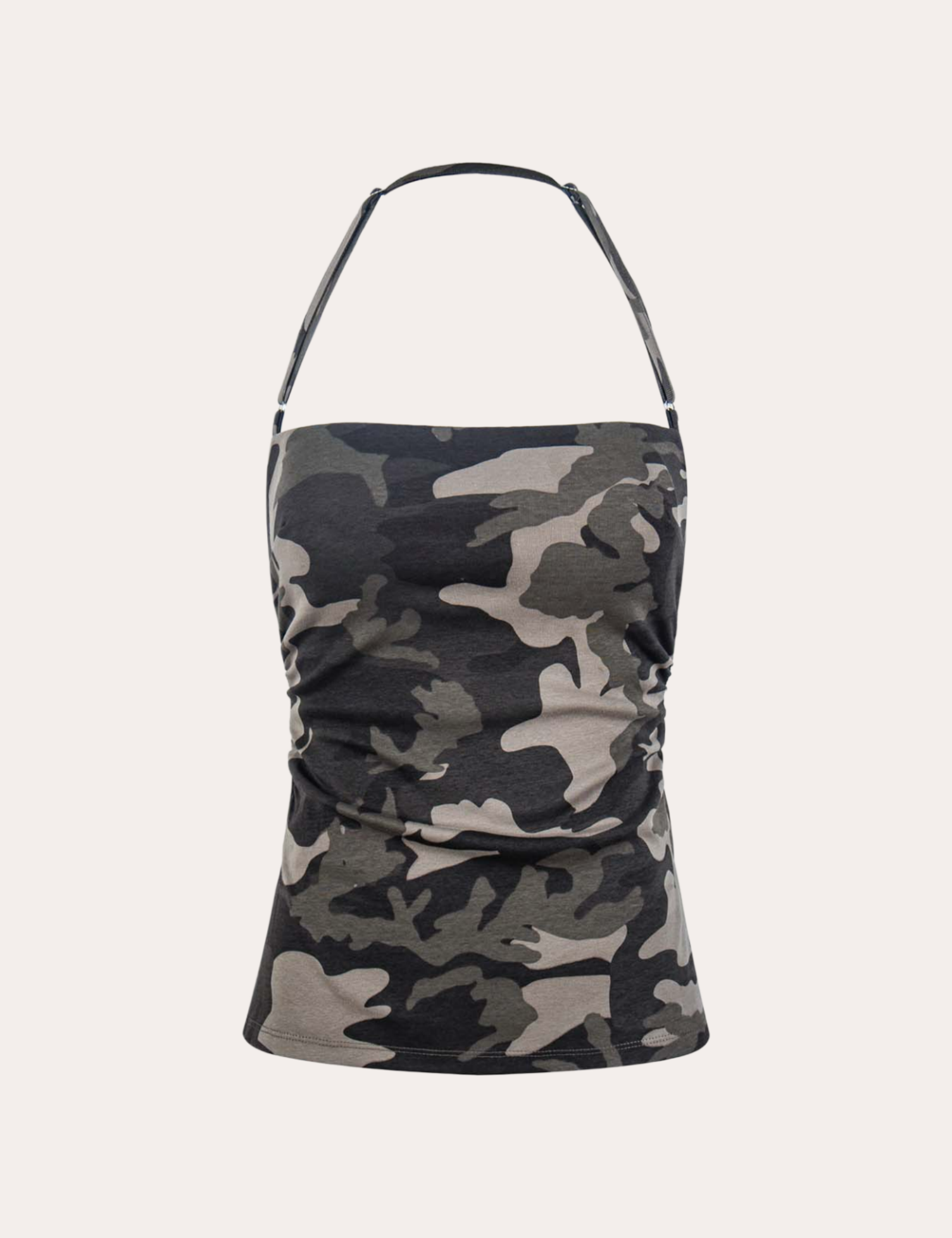 Leopard Print Ruched Halter Crop Tank Top