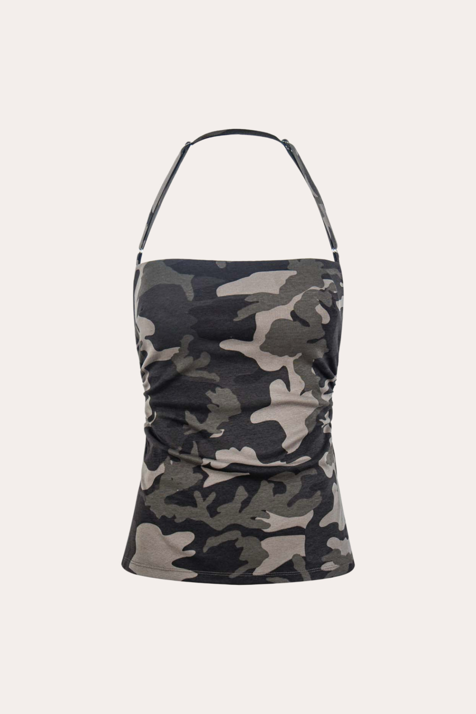 Leopard Print Ruched Halter Crop Tank Top
