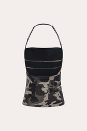 Leopard Print Ruched Halter Crop Tank Top