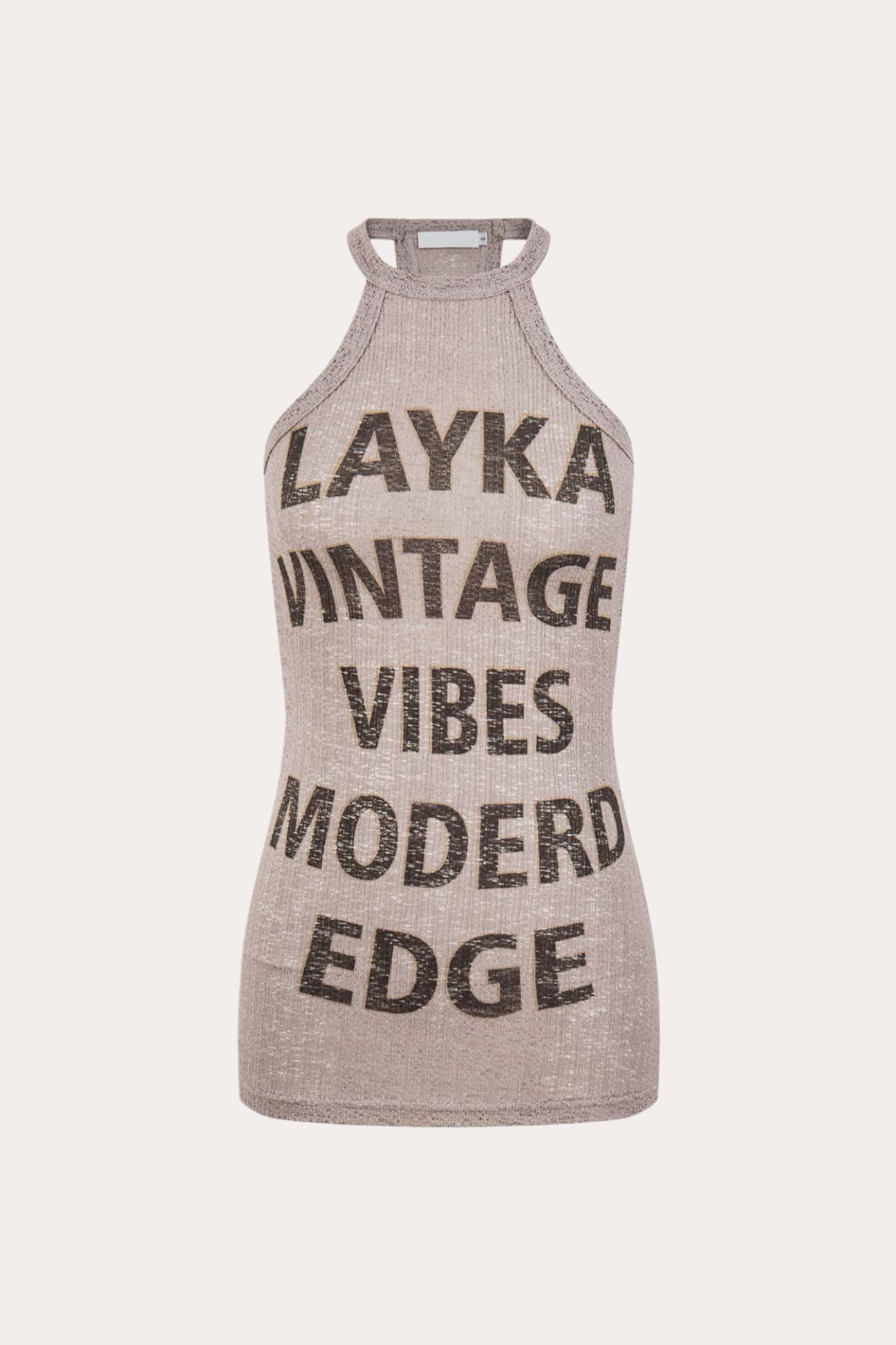 Letter Print Spliced Halter Crop Tank Top