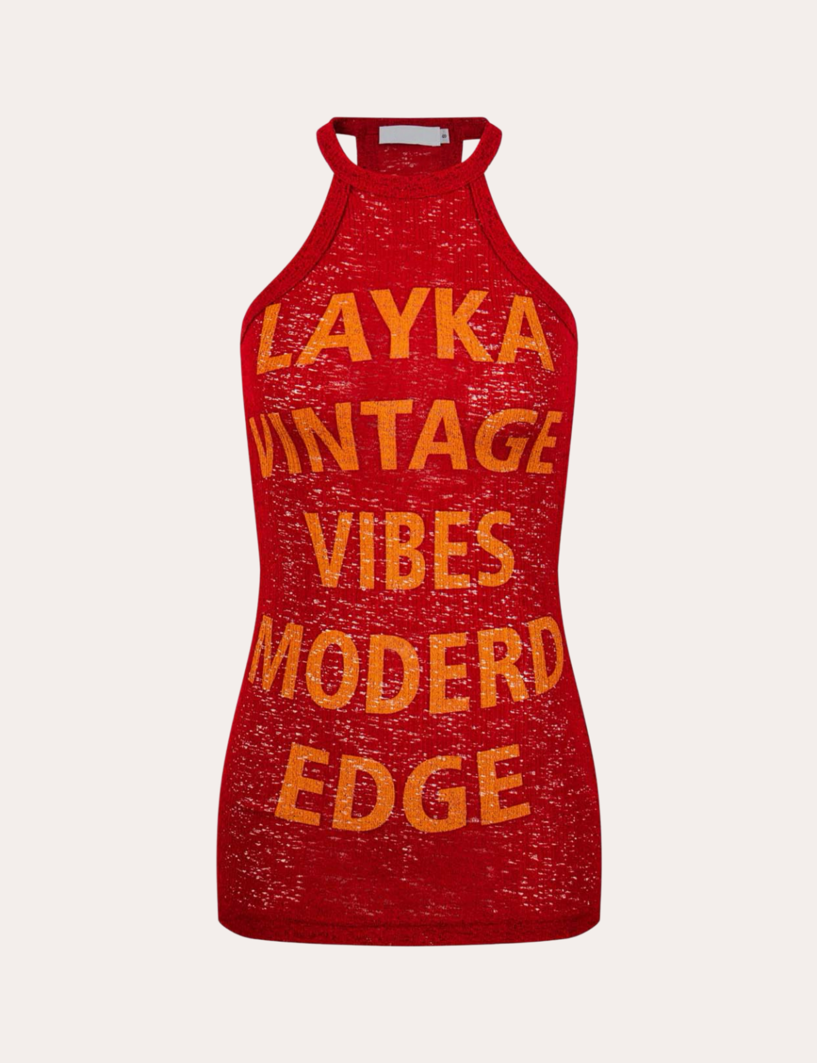 Letter Print Spliced Halter Crop Tank Top