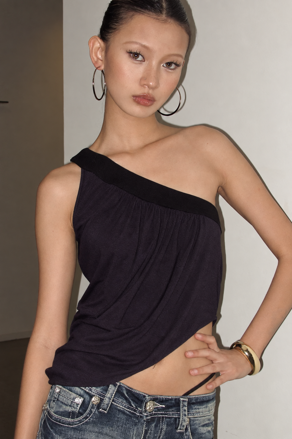Mangosteen One-Shoulder Asymmetrical Cami