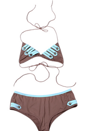 Button Detail Halter Bikini Top & High-Cut Bottoms