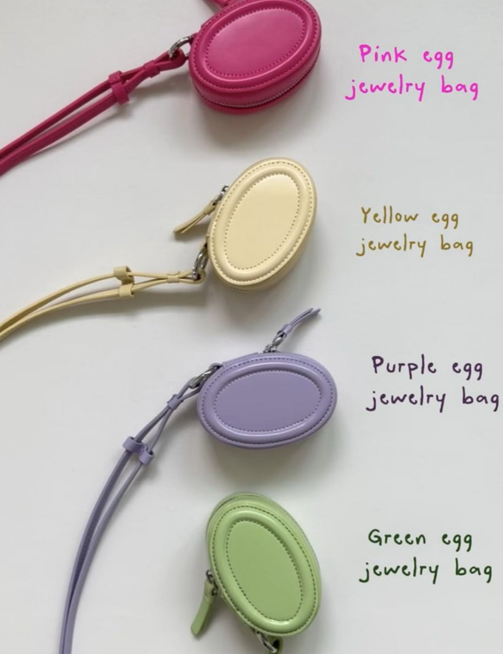 Mini Leather Egg Pouch Lanyard Necklace Bag