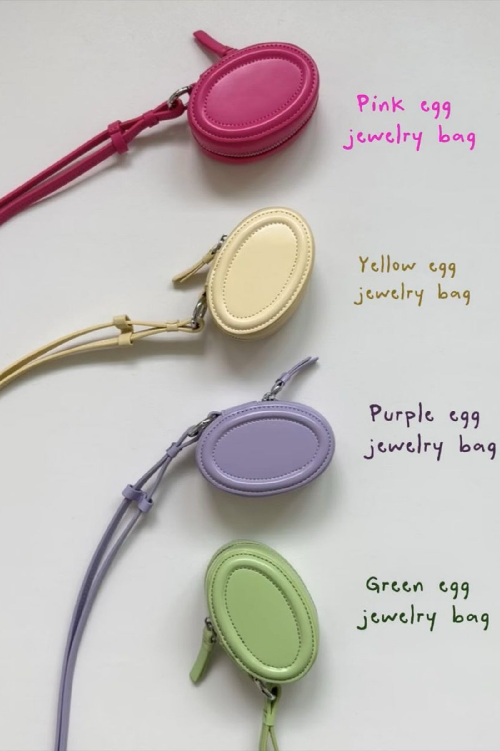Mini Leather Egg Pouch Lanyard Necklace Bag