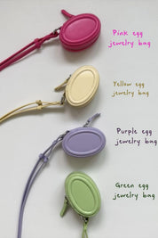 Mini Leather Egg Pouch Lanyard Necklace Bag
