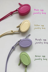Mini Leather Egg Pouch Lanyard Necklace Bag