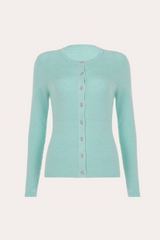 Mint Green Rhinestone Button Ribbed Cardigan Top