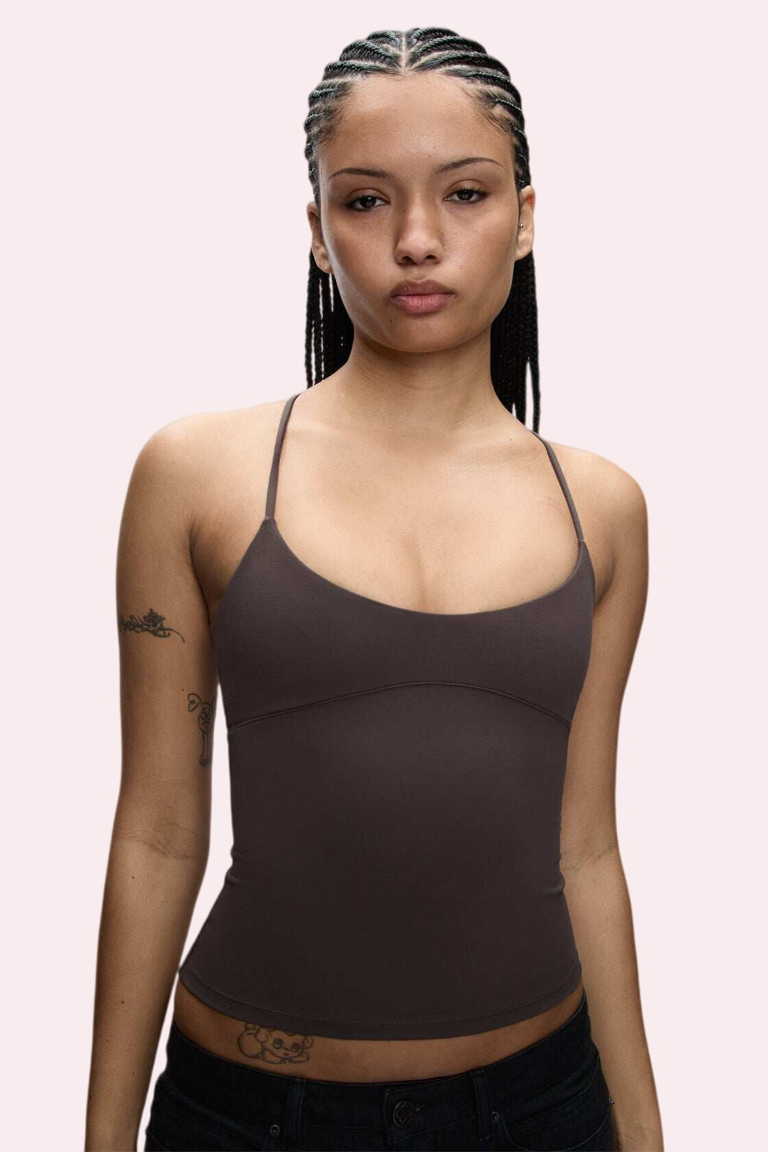Mocha Brown Strappy Backless Cami Top