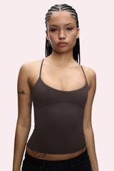 Mocha Brown Strappy Backless Cami Top