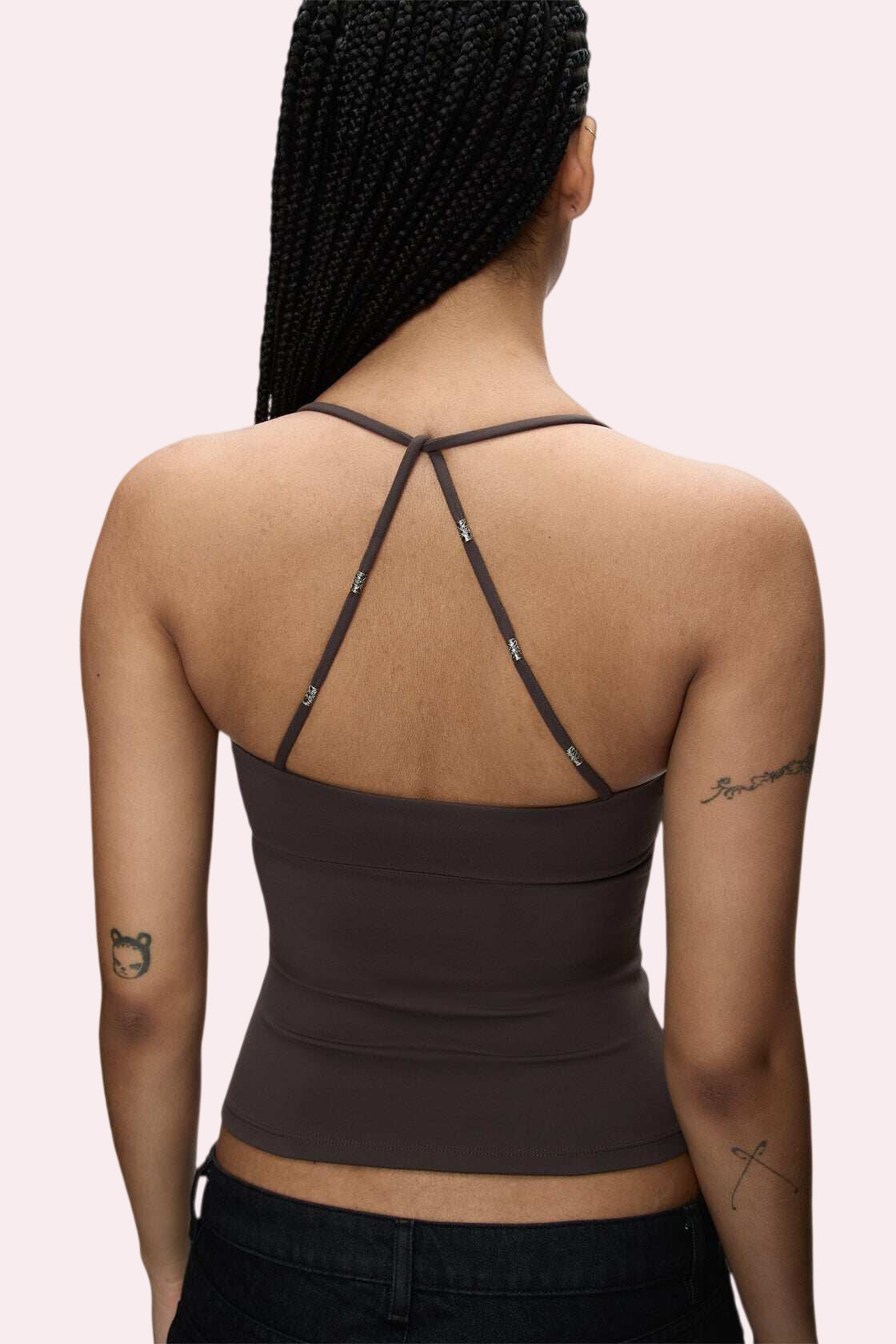 Mocha Brown Strappy Backless Cami Top