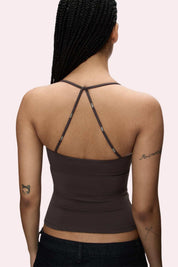 Mocha Brown Strappy Backless Cami Top