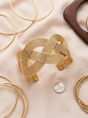 Geometric Open Bangle Gold-Tone Bracelet