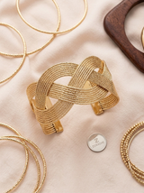 Geometric Open Bangle Gold-Tone Bracelet