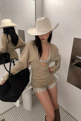 3-Piece Sequin Set Long Sleeve Cover Up Sequin Top & Shorts