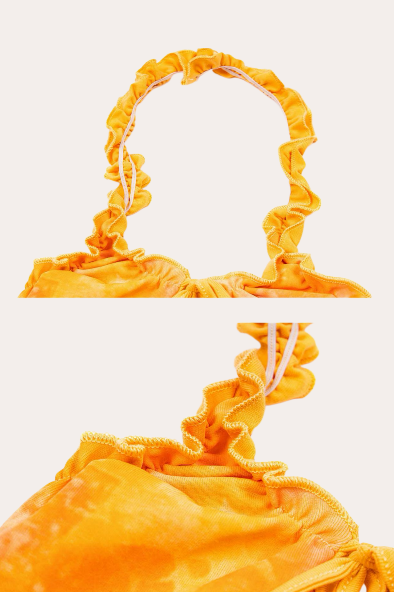 Orange Tie-Dye Ruffled Halter Crop Tank Top