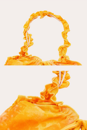 Orange Tie-Dye Ruffled Halter Crop Tank Top