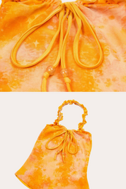 Orange Tie-Dye Ruffled Halter Crop Tank Top