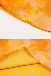 Orange Tie-Dye Ruffled Halter Crop Tank Top