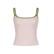 Pink Contrast Trim Cami Mini Skirt Set