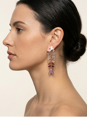 French Vintage Pink Fishbone Drop Earrings