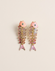 French Vintage Pink Fishbone Drop Earrings