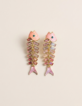 French Vintage Pink Fishbone Drop Earrings