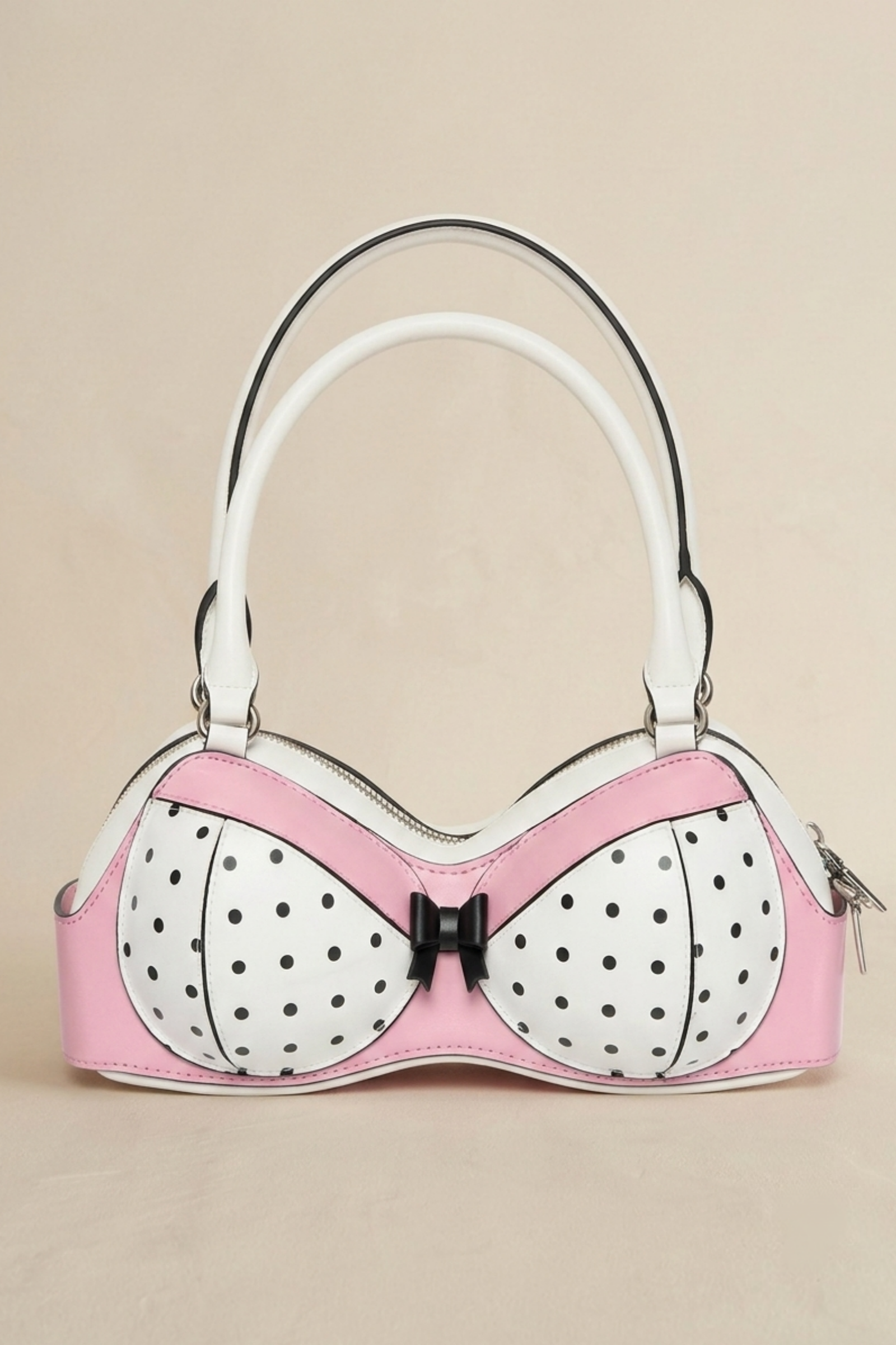 Vintage Pink Polka Dot Bra Shaped Shoulder Bag