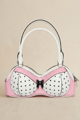 Vintage Pink Polka Dot Bra Shaped Shoulder Bag