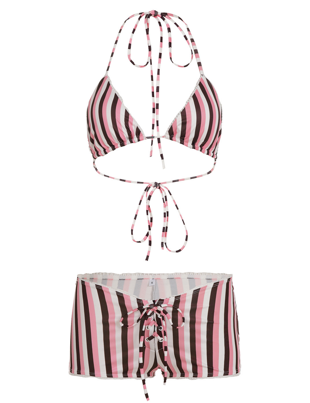 Black and White Striped Bikini Set