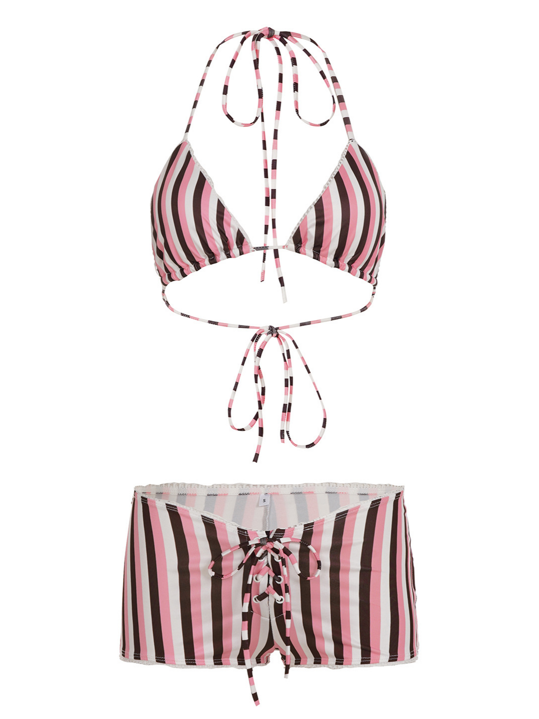 Black and White Striped Bikini Set
