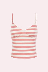Pink Striped V-Neck Cami Top with Adjustable Straps
