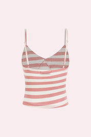 Pink Striped V-Neck Cami Top with Adjustable Straps