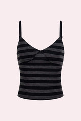 Pink Striped V-Neck Cami Top with Adjustable Straps