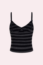 Pink Striped V-Neck Cami Top with Adjustable Straps