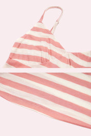 Pink Striped V-Neck Cami Top with Adjustable Straps