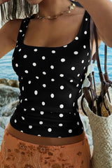Polka Dot Square Neck Tank Top
