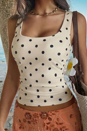 Polka Dot Square Neck Tank Top