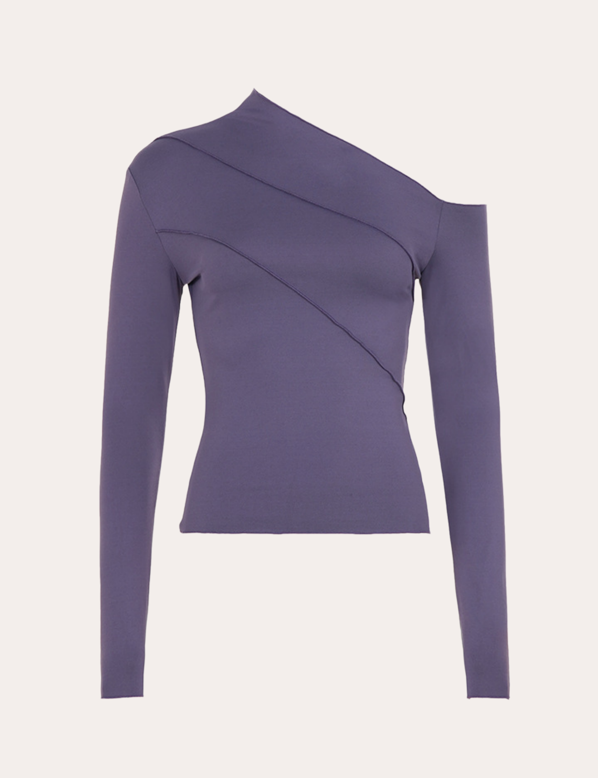 Purple Asymmetrical One Shoulder Seam Long Sleeve Top