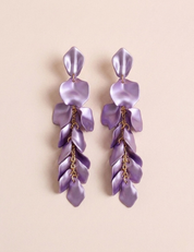 Purple Satin Matte Petal Drop Earrings