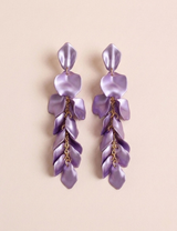 Purple Satin Matte Petal Drop Earrings