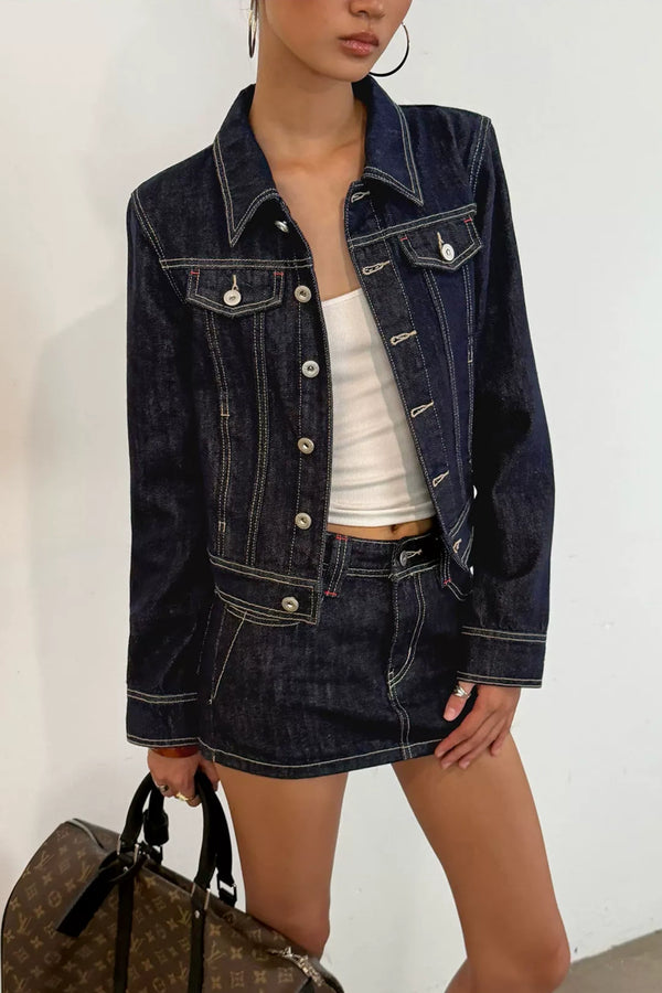 Raw Indigo Contrast Stitch Denim Jacket