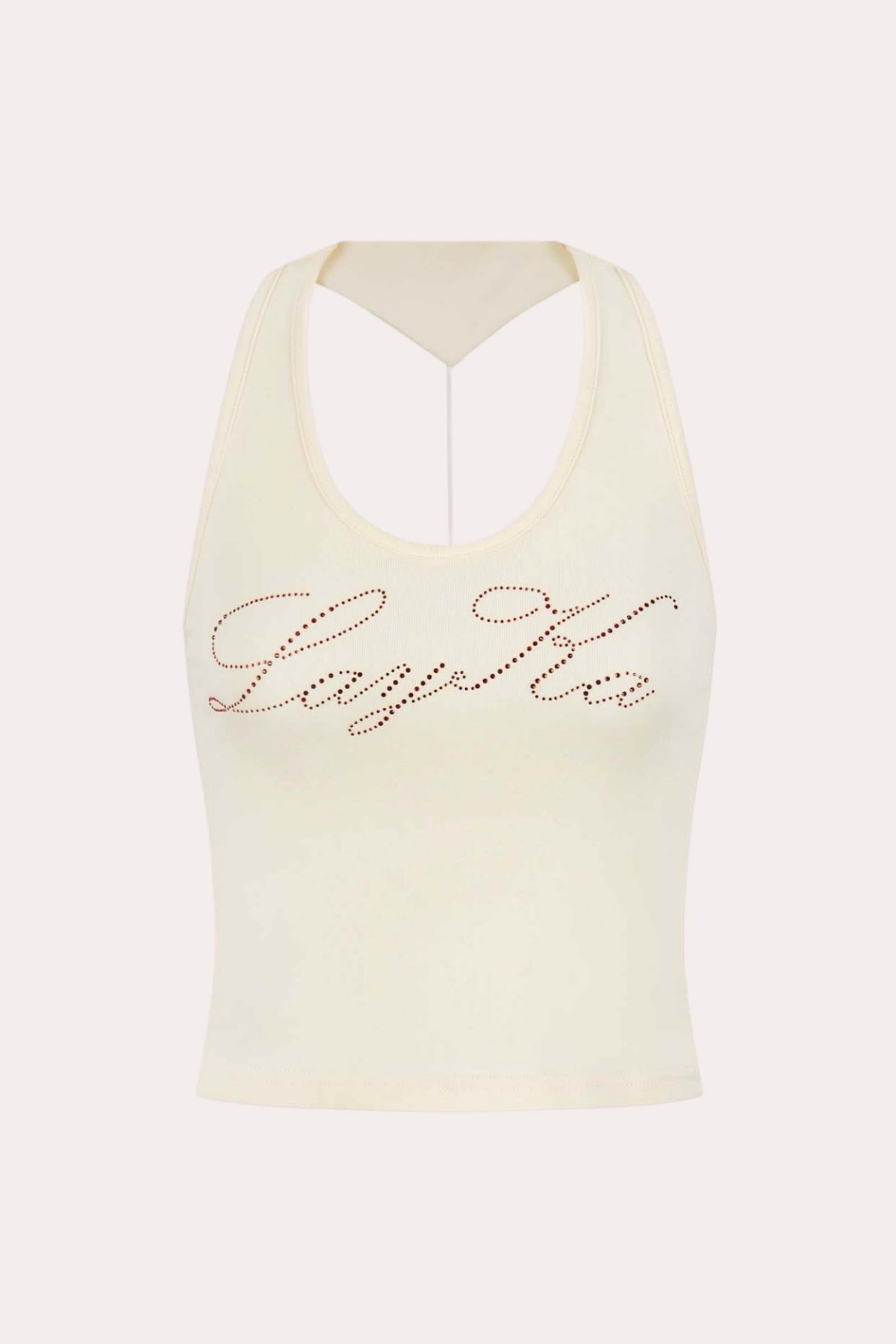Rhinestone Letter Graphic Halter Crop Tank Top