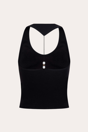 Rhinestone Letter Graphic Halter Crop Tank Top