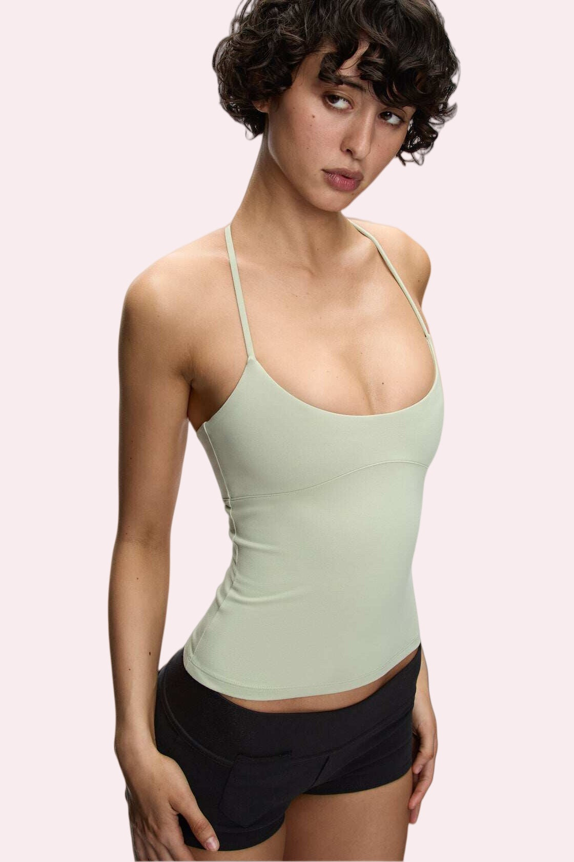 Light Green Strappy Backless Cami Top