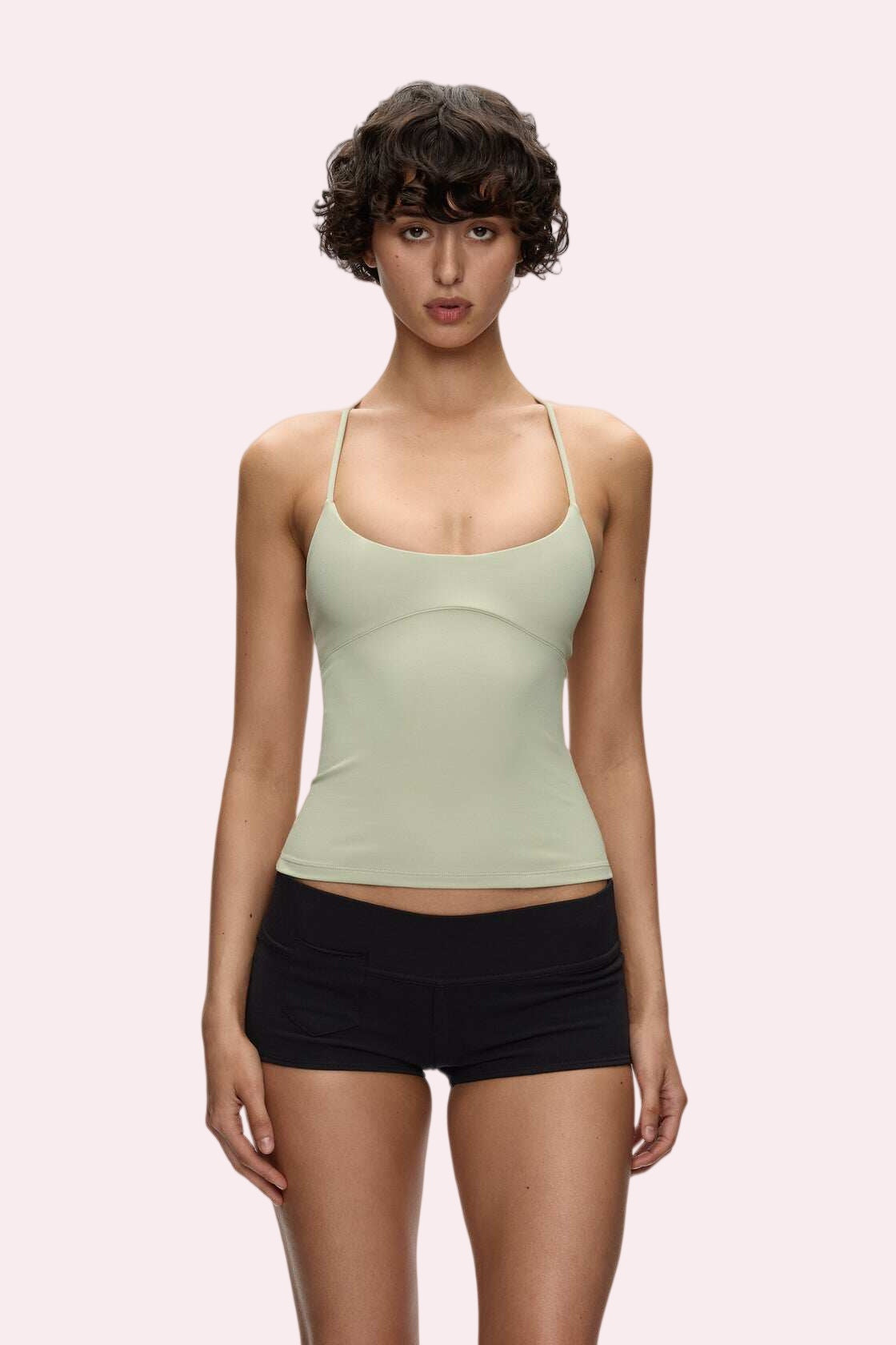 Light Green Strappy Backless Cami Top
