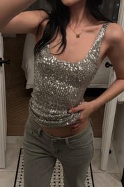 Silver Sequin Tank Top