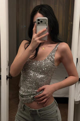 Silver Sequin Tank Top