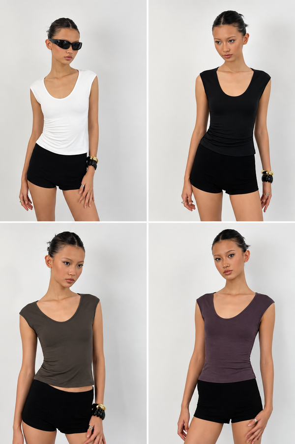 Slim Fit U-Neck Cap Sleeve Tank Top